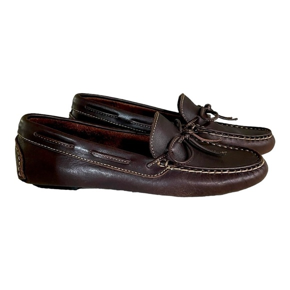 Cole Haan Brown Leather Driver Loafers | Bow Detail Moc Toe Slip-On | Size 6.5 - Picture 4 of 10